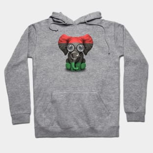 Baby Elephant with Glasses and Libyan Flag Hoodie